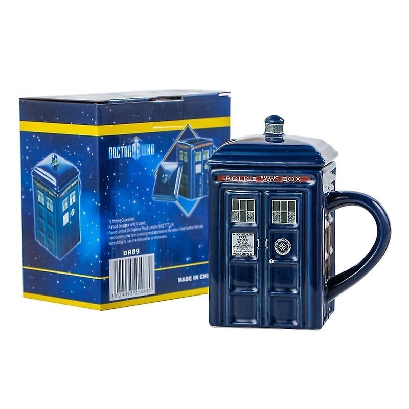 Doctor Who Tardis Mug Coffee Tea Cup Police Box Ceramic Mug With Lid Cover Birthday Gift Image 2