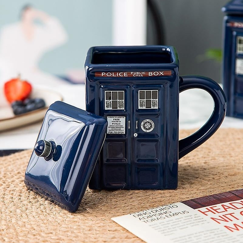 Doctor Who Tardis Mug Coffee Tea Cup Police Box Ceramic Mug With Lid Cover Birthday Gift Image 3