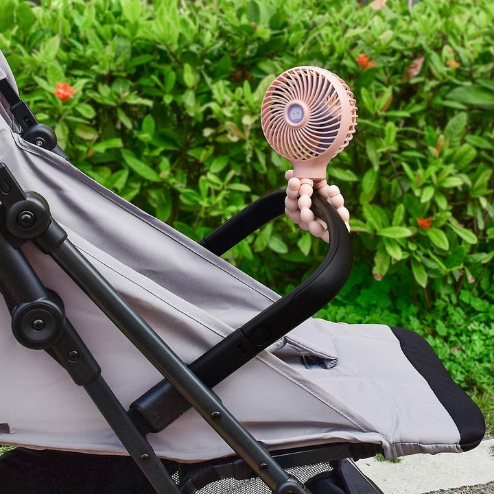 Mini Handheld Baby Stroller Fan Rechargeable Octopus Cooling Stand Fan Image 4