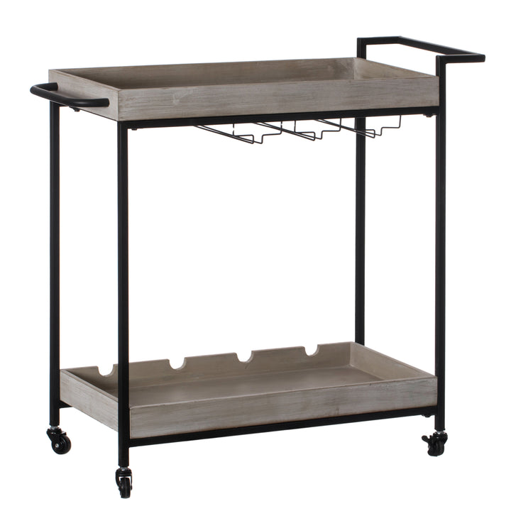 Metal Rolling Wine Bar Cart with Wheels Wine Rack Glass Holder Kitchen Storage Image 3