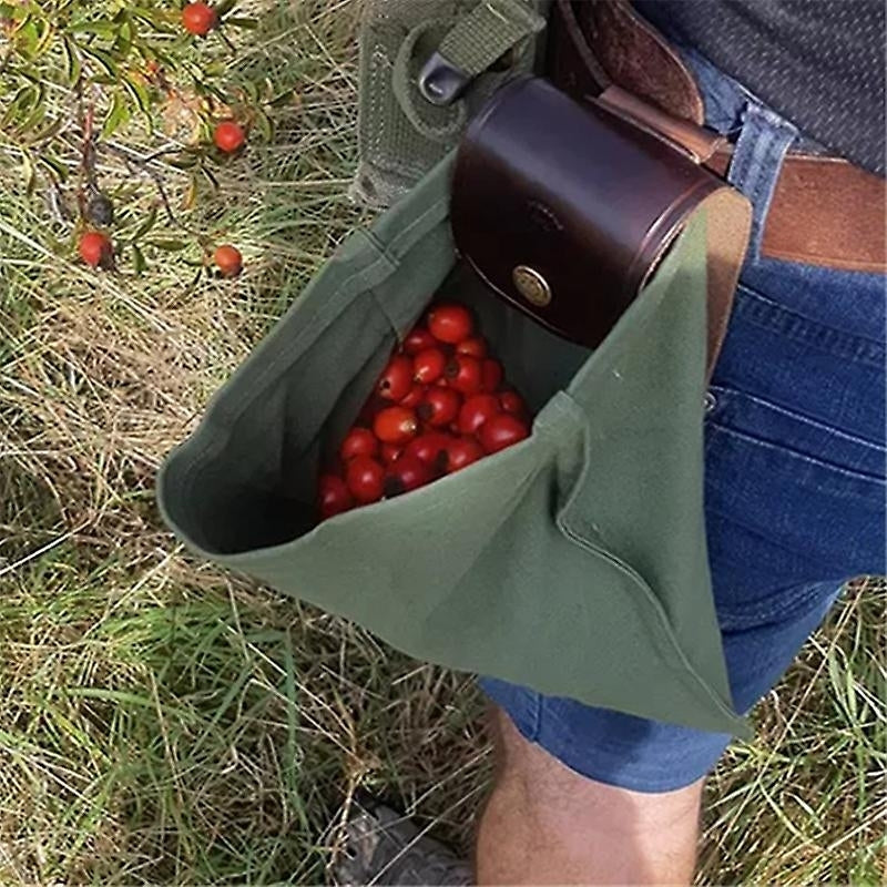 Canvas Foraging Bag Large Capacity Fruit Picking Pouch Waist Hanging Tool Bushcraft Bag Image 5