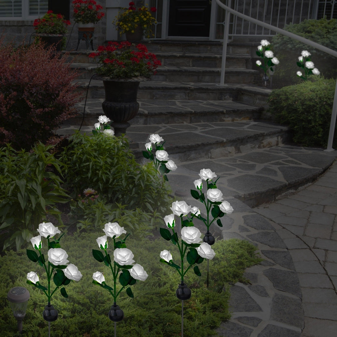 2Pcs Solar Powered Rose Lights Outdoor Waterproof LED Decorative Garden Lamps Image 7