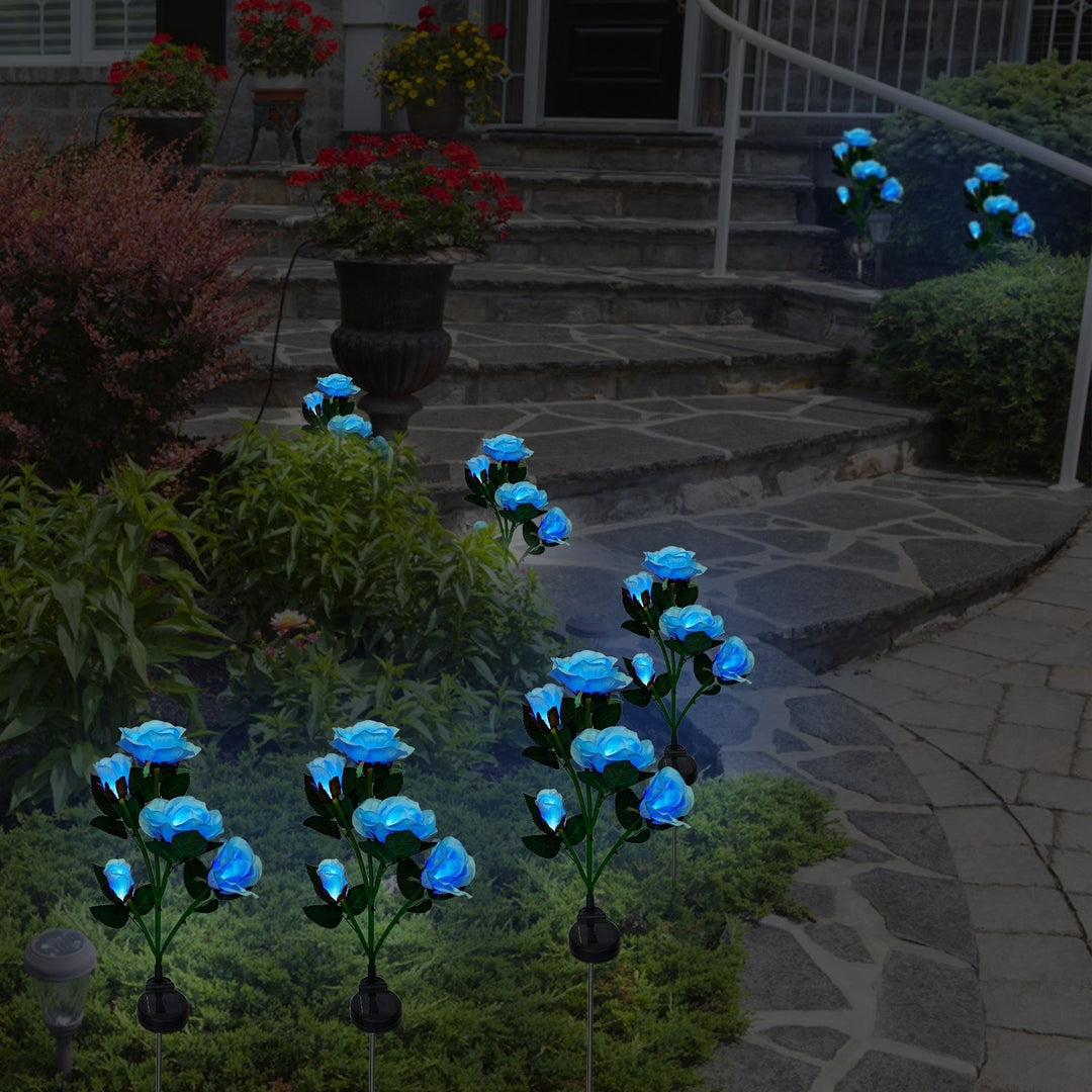 2Pcs Solar Powered Rose Lights Outdoor Waterproof LED Decorative Garden Lamps Image 8