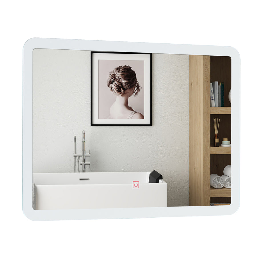 Wall Mounted Rectangle Bathroom LED Mirror Dimmable Touch 3-Color Frameless Image 1