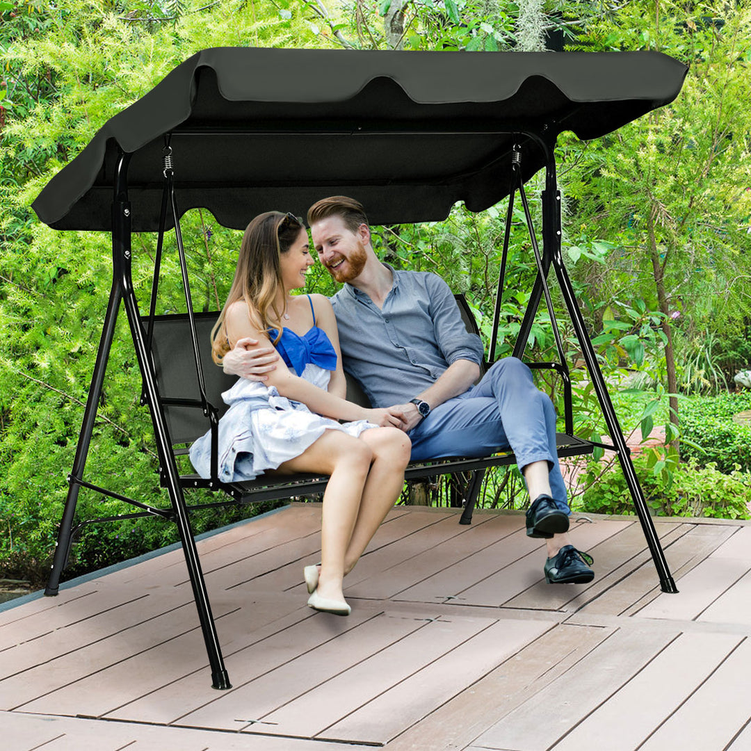 Outdoor Porch Swing Canopy Patio Swing Chair 3 Person Canopy Hammock Image 1