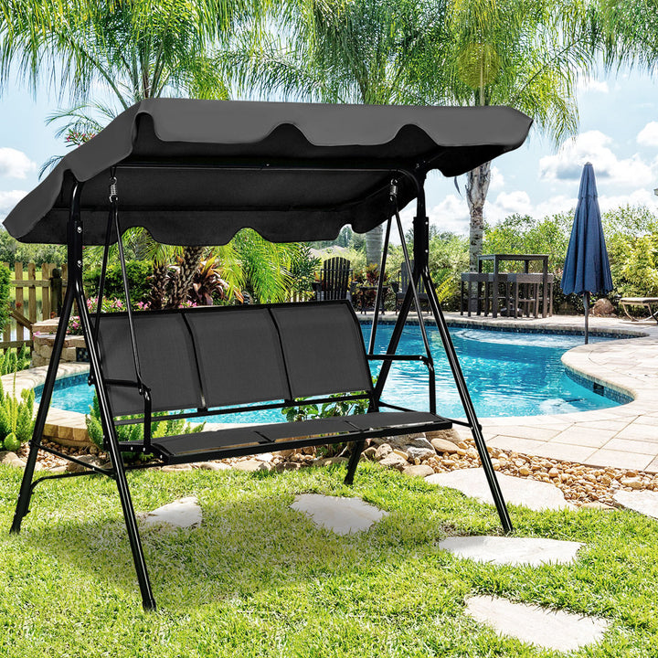 Outdoor Porch Swing Canopy Patio Swing Chair 3 Person Canopy Hammock Image 3