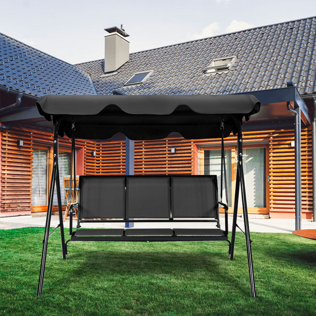 Outdoor Porch Swing Canopy Patio Swing Chair 3 Person Canopy Hammock Image 4