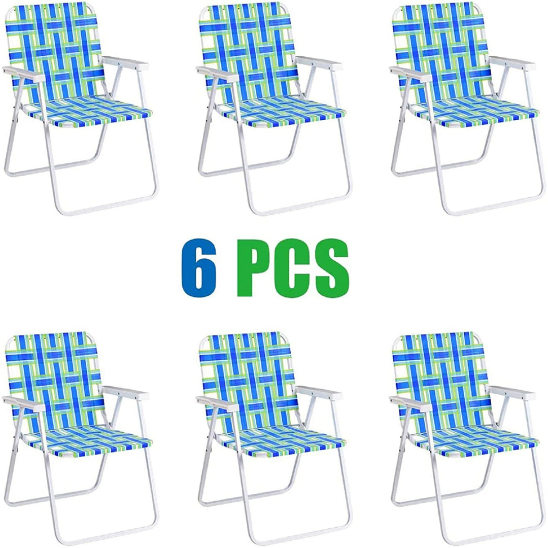 Set of 6 Patio Folding Web Chair Set Portable Beach Camping Chair Image 1