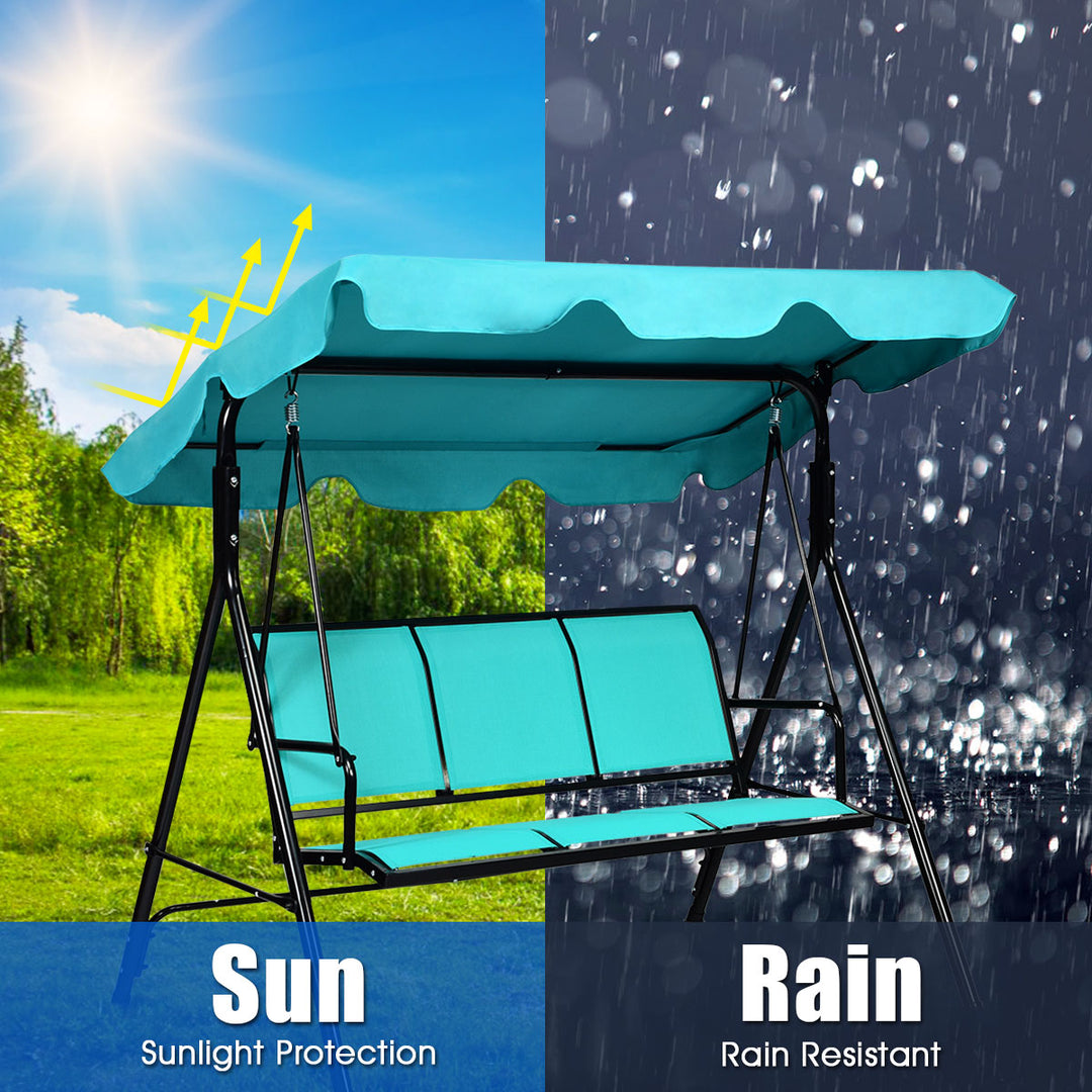 Outdoor Swing Canopy Patio Swing Chair 3 Person Canopy Hammock Blue Image 8