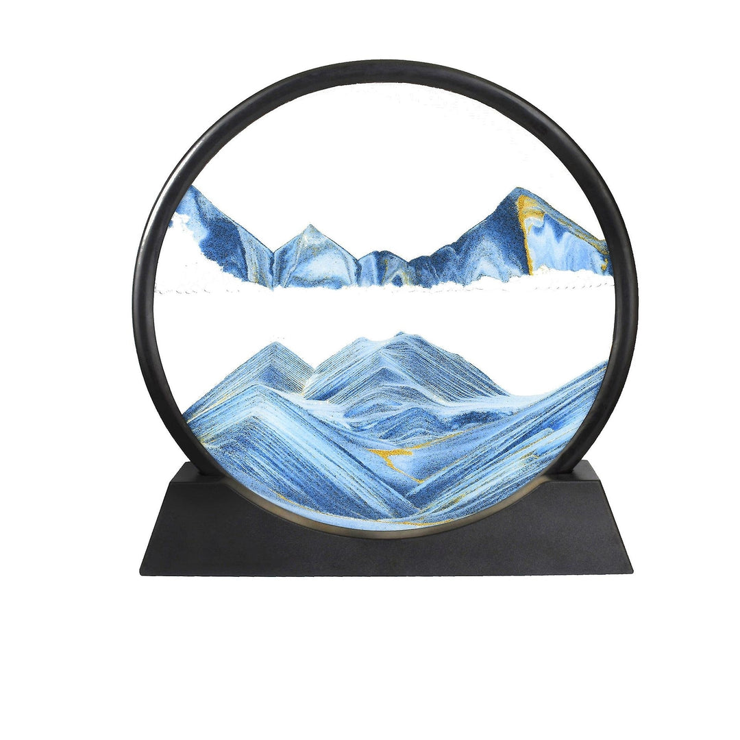 Moving Sand Art Picture Round Glass 3d Deep Sea Sandscape Flowing Sand Frame Image 1