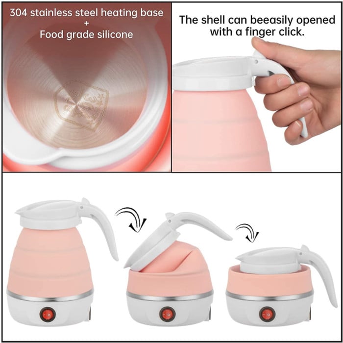 Folding Travel Kettle 600ml Electric Silicone Water Bottle Portable Heating Fast Kettle Image 2