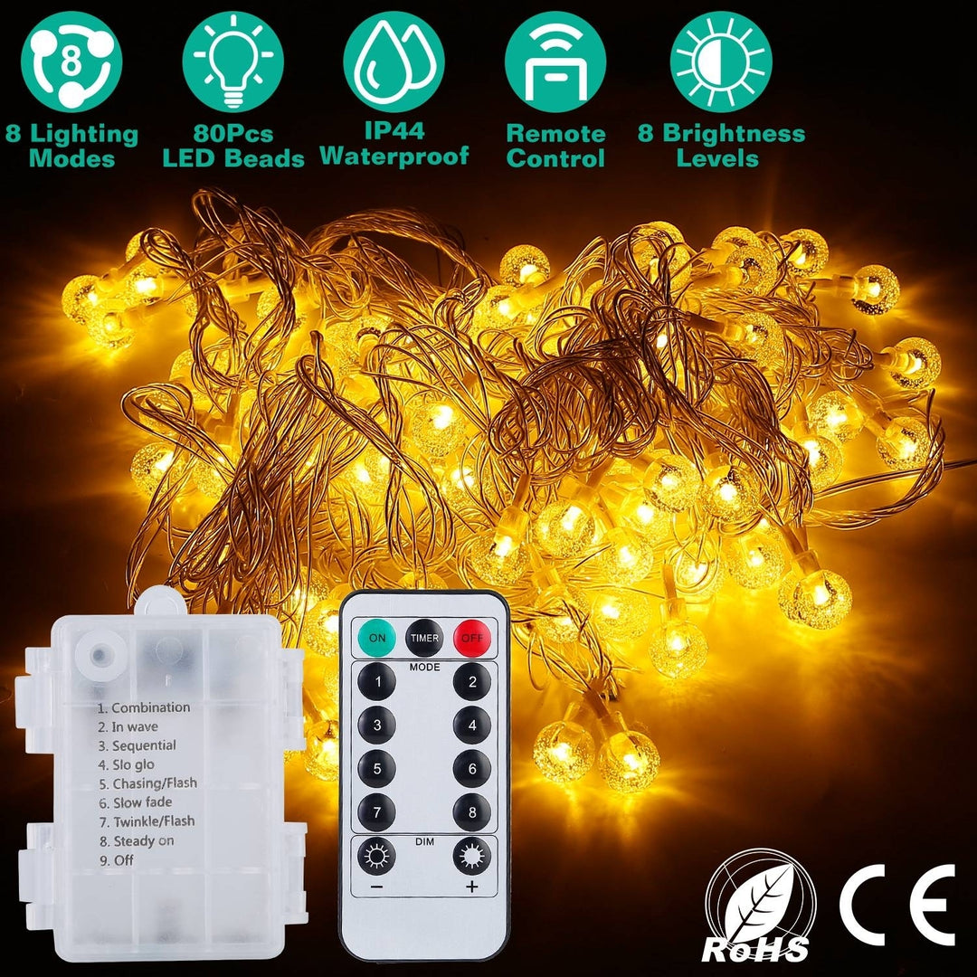 Globe String Lights Waterproof 100 LED 32.8ft Fairy Lamp with 8 Modes Remote Image 8