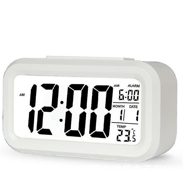 Digital Alarm Clock Smart Bedside Night Light With Temperature Snooze Lcd Digit Display Image 1