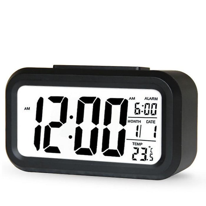 Digital Alarm Clock Smart Bedside Night Light With Temperature Snooze Lcd Digit Display Image 5