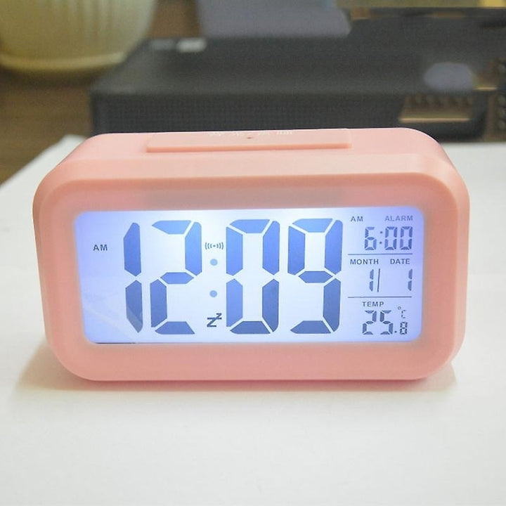 Digital Alarm Clock Smart Bedside Night Light With Temperature Snooze Lcd Digit Display Image 6