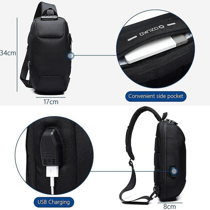 Men Crossbody Bag Anti Theft Shoulder Messenger Bag Waterproof Chest Backpack Image 3