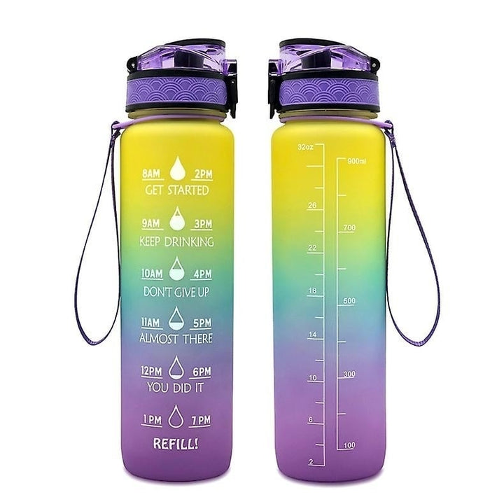 Sports Water Bottle With Time Marker Bpa Free Water Jug 1000ml Image 1