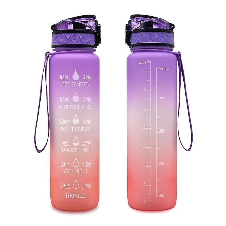 Sports Water Bottle With Time Marker Bpa Free Water Jug 1000ml Image 1