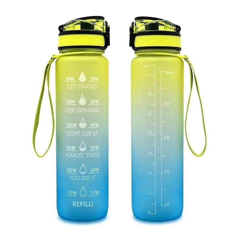 Sports Water Bottle With Time Marker Bpa Free Water Jug 1000ml Image 1