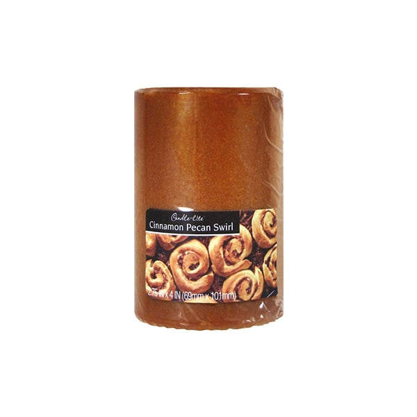 Candle-Lite Pillar Candle Cinnamon Pecan Swirl 2.75x4 Cotton Wick Essential Oils Image 1