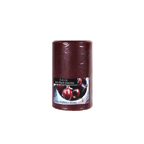 Candle-Lite Juicy Black Cherry Pillar Candle 2.75x4 Cotton Wick Essential Oils Image 1