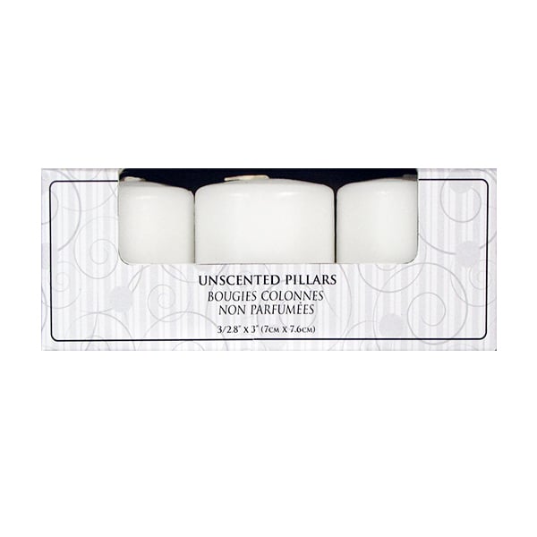 Candle-Lite Unscented White Pillar Candles 3 in 1 Pack 32.8x3 Cotton Wick Image 1