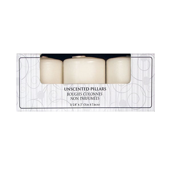 Candle-Lite Unscented Ivory Pillar Candles 3 Pack 32.8 x 3 Cotton Wick Image 1