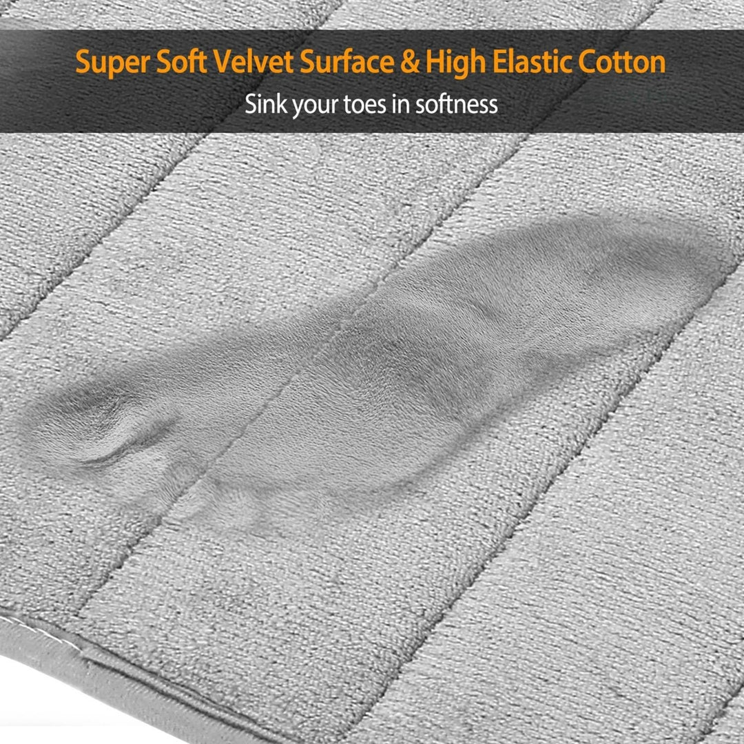 U Shaped Non-slip Bathroom Rug Velvet Mat 23.6x19.7in Absorbent Grey Khaki Blue Image 4