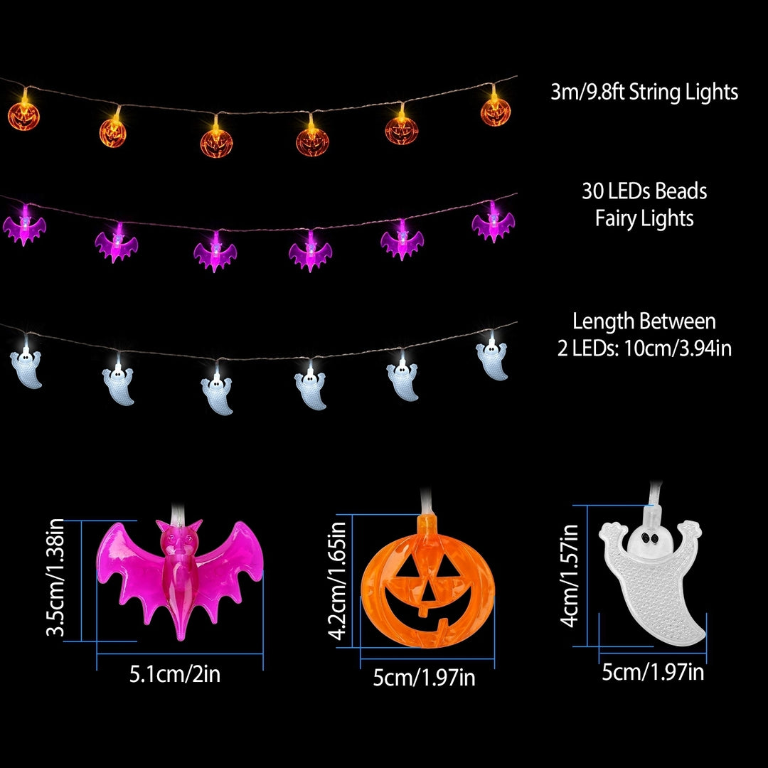 Halloween Bat String Lights 30 LEDs 9.8ft Halloween String Lights Decorative Fairy Lights Image 2