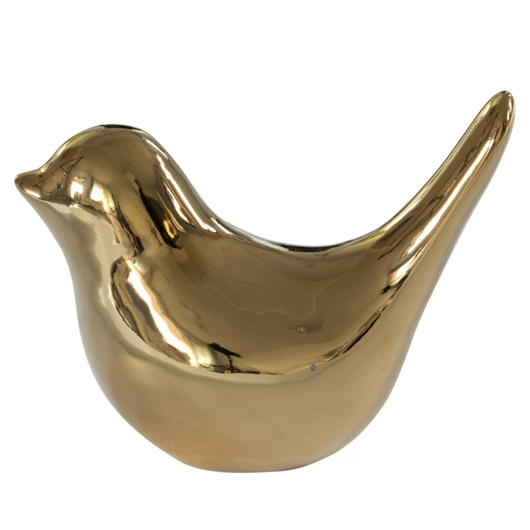 Ceramic Gold Bird Figurine Accent Table Decor 4x2x3 Jewelry Holder Ornament Image 1