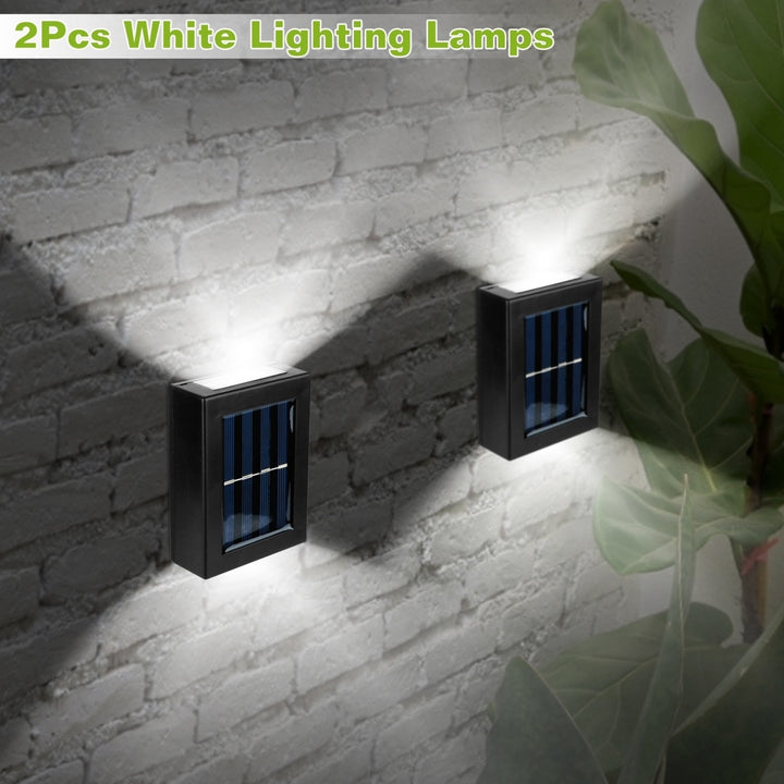 Solar Deck Lights Outdoor Waterproof 2LED White Lamp for Patio Fence Yard 2Pcs Image 2