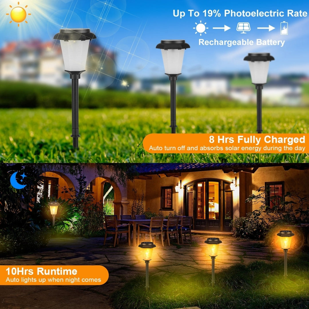 2Pcs Solar Flame Torch Light IP65 Waterproof Flickering Flame Stake Lamp Decorative Landscape Lamp For Garden Path Yard Image 2