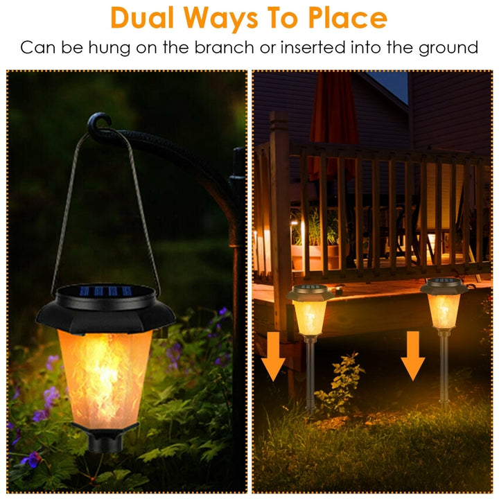 2Pcs Solar Flame Torch Light IP65 Waterproof Flickering Flame Stake Lamp Decorative Landscape Lamp For Garden Path Yard Image 3