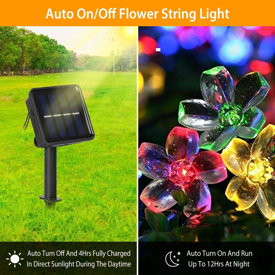 2Pcs Solar Powered String Lights 50LED Colorful Flower Lights IP65 Waterproof Image 2