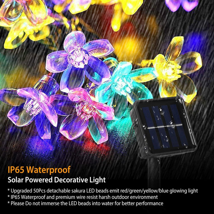 2Pcs Solar Powered String Lights 50LED Colorful Flower Lights IP65 Waterproof Image 4