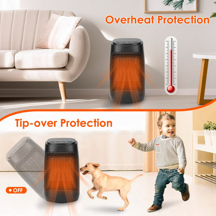 1500W 70 Oscillating Portable Electric Space Heater Personal Fan Tip Over and Overheat Protection Ceramic Heater for Image 5