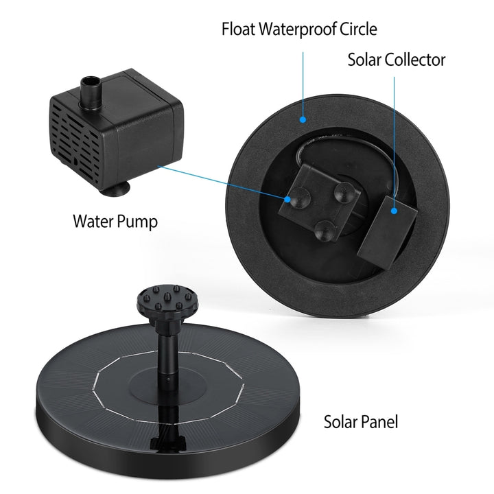 Solar Powered Fountain Pump Floating Bird Bath Pond Pump 6 Nozzles For Aquarium Garden Backyard Pond Pool Outdoor Image 4