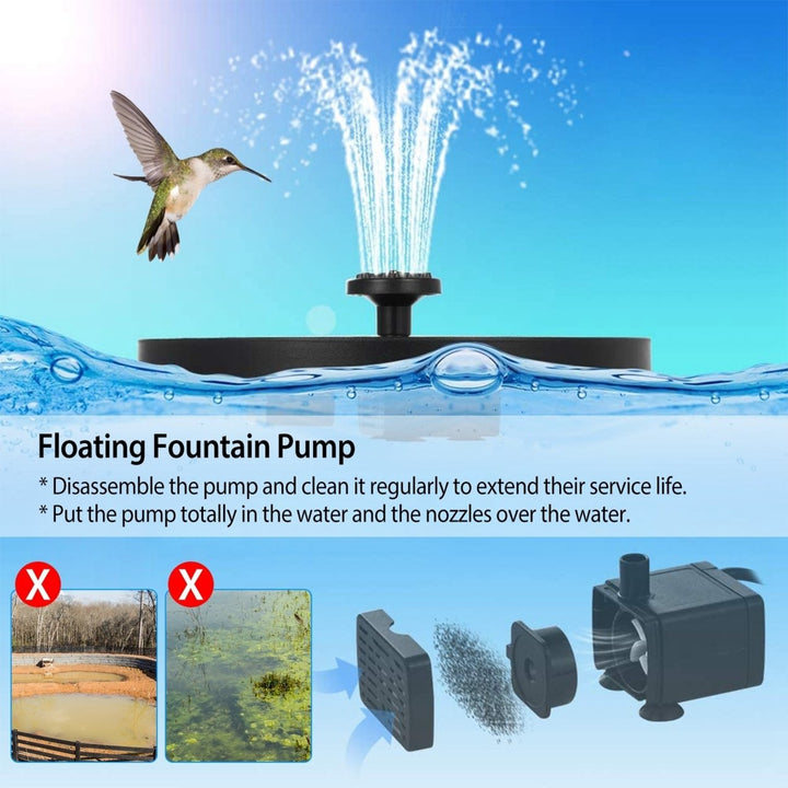 Solar Powered Fountain Pump Floating Bird Bath Pond Pump 6 Nozzles For Aquarium Garden Backyard Pond Pool Outdoor Image 5