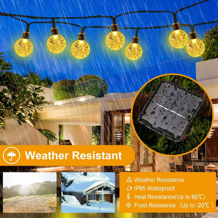 Globe String Solar Lights 30 Ball LED Fairy Lights Waterproof 8 Modes 20ft Image 4