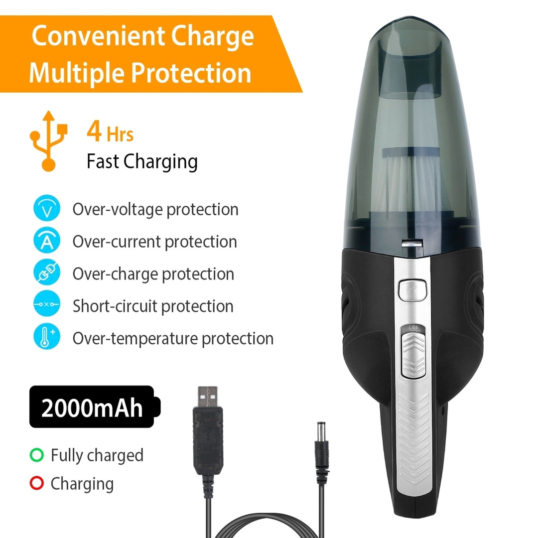 Cordless Handheld Car Vacuum Cleaner 4800PA Rechargeable Portable Black 2000mAh Image 8