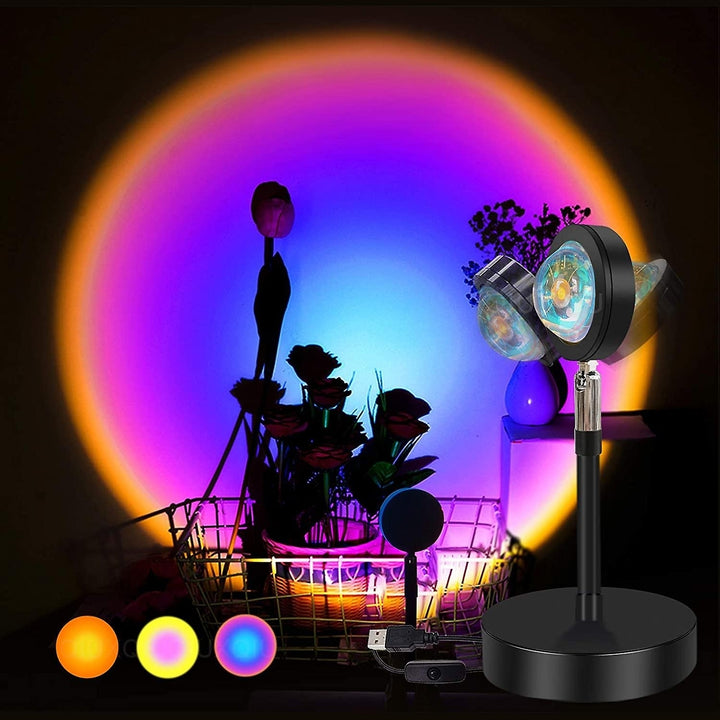 Led Sunset Projector Lamp 90 Degree Rotation Rainbow Sun Night Light Image 5