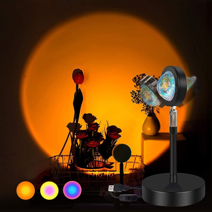 Led Sunset Projector Lamp 90 Degree Rotation Rainbow Sun Night Light Image 1