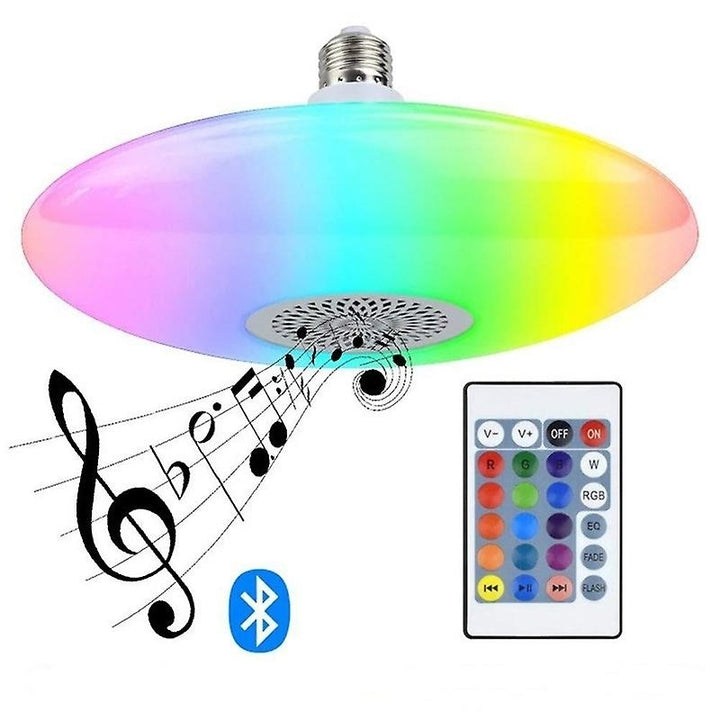 Music Ceiling Light Rgb Colour Changing Led Lamp With Bluetooth Speaker Remote Control Image 1