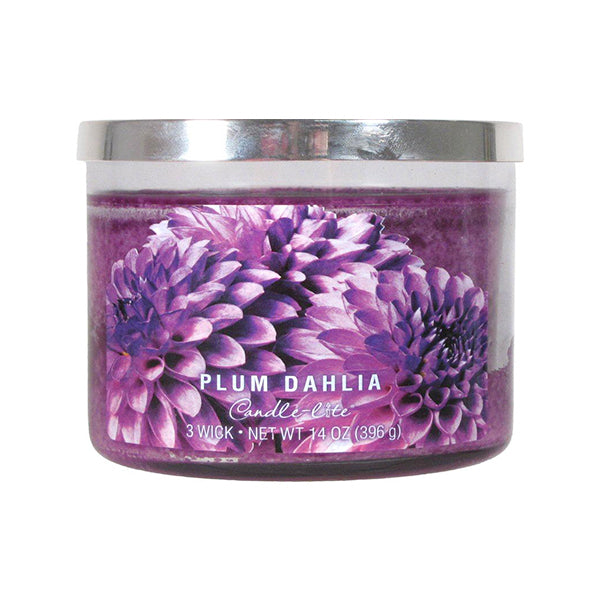 Candle-Lite 3 Wick Candle Jar Plum Dahlia 14 Oz Fragranced Candle Image 1