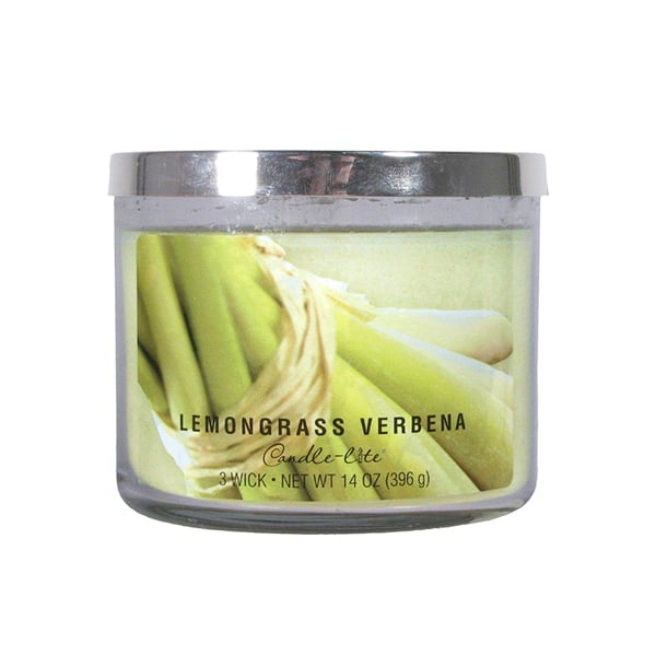 Candle-Lite 3 Wick Candle Jar Lemongrass Verbena 14 Oz Scented Candle Image 1