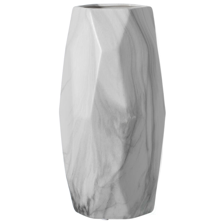 Contemporary Ceramic Marble Look Design Table Vase Geometric Flower Holder Decor Image 8
