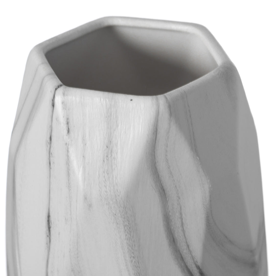 Contemporary Ceramic Marble Look Design Table Vase Geometric Flower Holder Decor Image 9