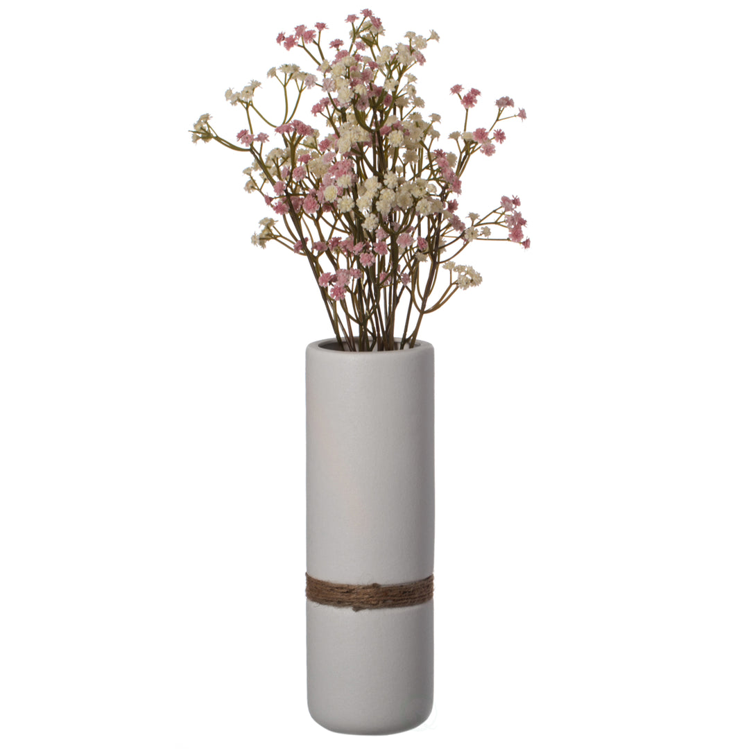 Decorative Modern Ceramic Cylinder Shape Table Vase Flower Holder with Rope Image 5