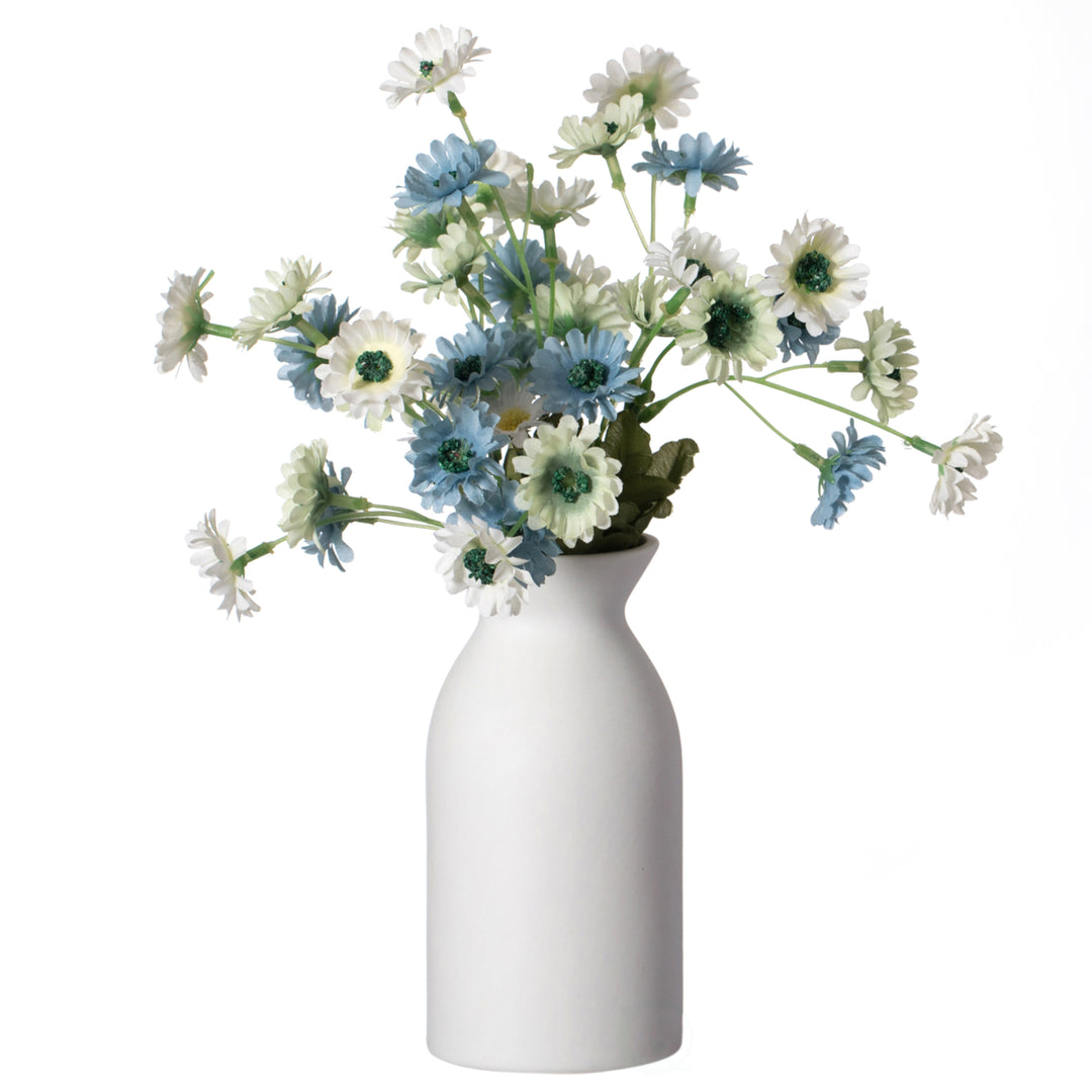 Contemporary White Cylinder Shaped Ceramic Table Flower Vase Holder Image 5