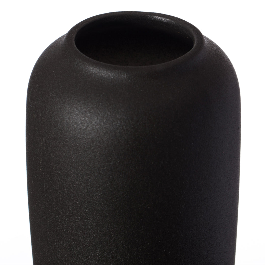 Modern Contemporary Black Ceramic Cylinder Shaped Table Flower Vase Holder  Elegant 10.5 Inch Tall Decorative Vase for Image 7